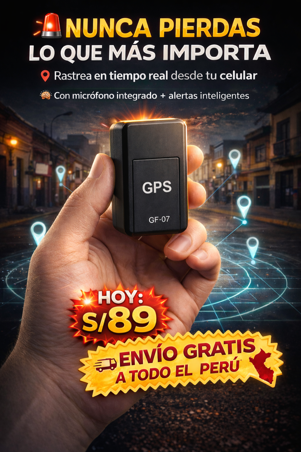 Mini GPS GF - 07 Rastrea en tiempo real